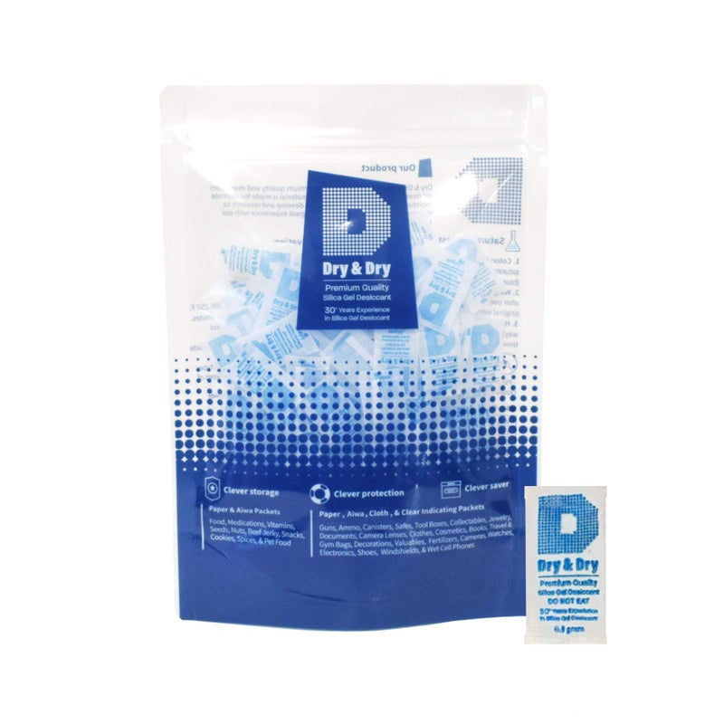 Dry & Dry 0.5(Half) Gram [100 Packets] Silica Gel Packets Desiccants Silica Gel Packs - Food Safe Silica Packets Silica Gel Desiccant Packs for Storage - Image 1